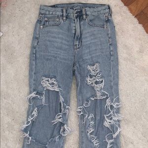 Very distressed american eagle mom jeans